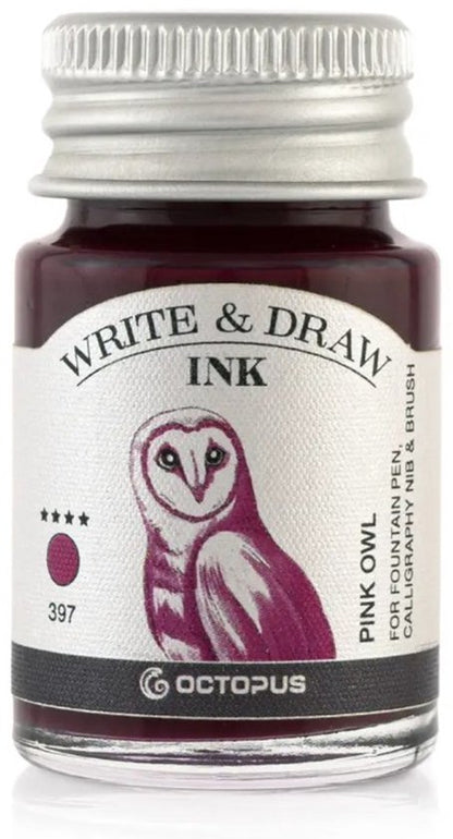 Glazen dip pen set Oranje - Potje Octopus inkt pink owl