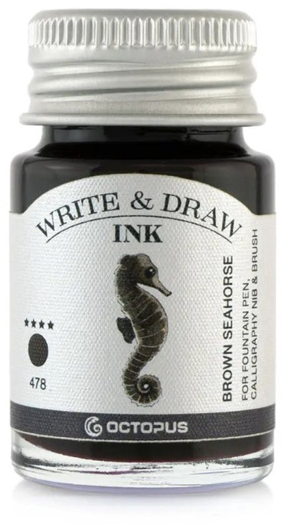 Glazen dip pen set in doosje - Groen - Potje Octopus inkt brown seahorse