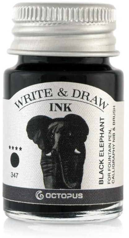 Octopus - Art Material - 2 potjes inkt 10ml - White Polar Bear - Black Elephant