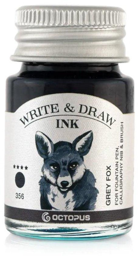 Octopus - Art Material - Glaspen Blauw - 2 Potjes inkt 10ml - Red Duck - Grey Fox