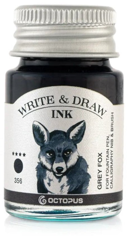 Octopus - Art Material - Glaspen Blauw - 2 Potjes inkt 10ml - Red Duck - Grey Fox