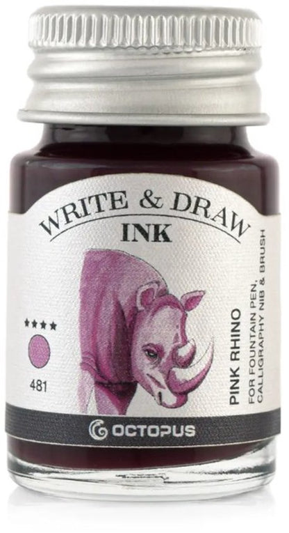 Glazen dip pen set Blauw - Potje Octopus inkt pink rhino