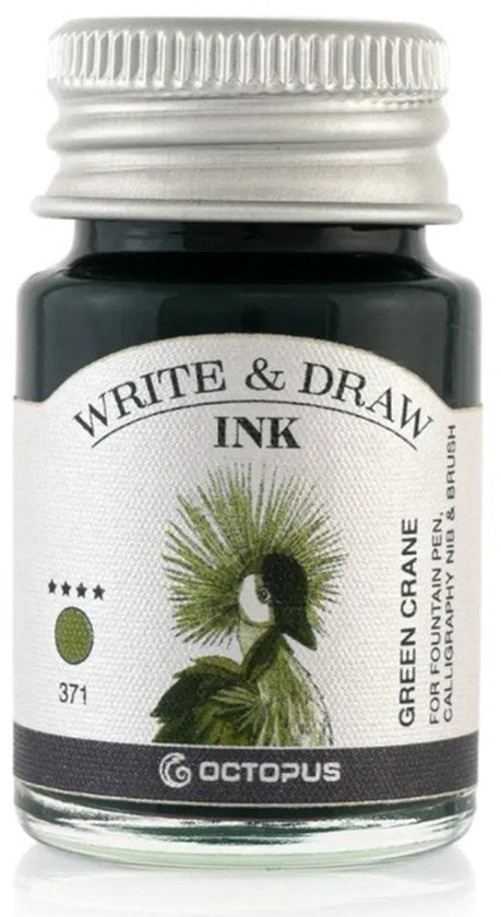 Octopus Write and Draw Ink Set FOREST, watervaste inkt voor schrijven en tekenen, kalligrafie inkt, lichtechte tekeninkt voor vulpen, glaspen, penseel, 6 x 10 ml