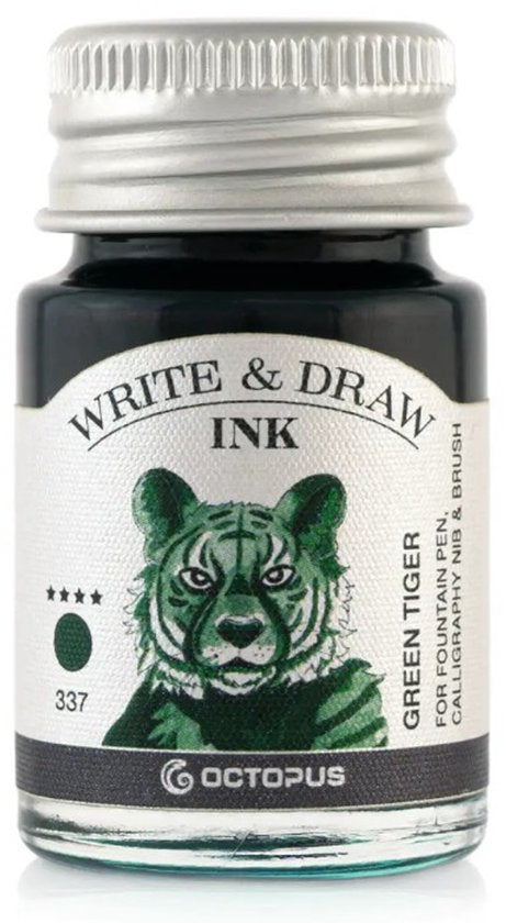 Glazen dip pen set Blauw - Potje Octopus inkt green tiger