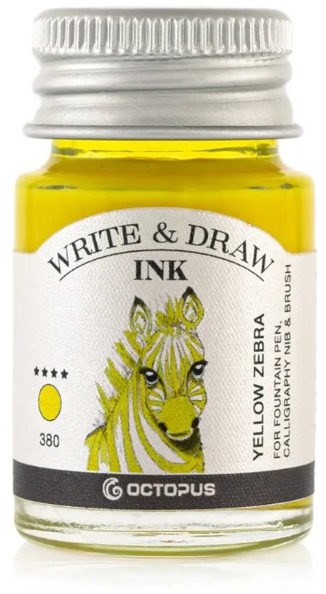 Glazen dip pen set Blauw - Potje Octopus inkt yellow zebra