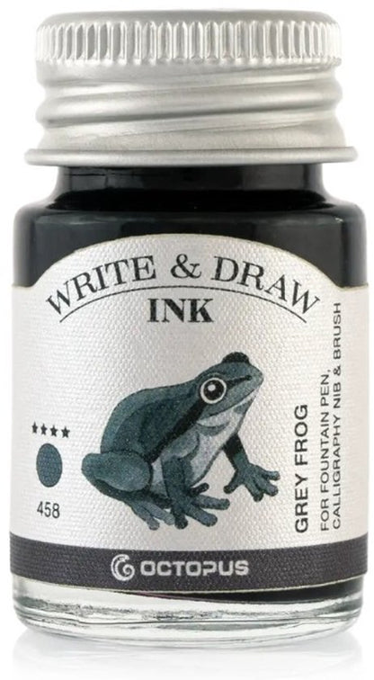 Glazen dip pen set in doosje - Groen - Potje Octopus inkt grey frog