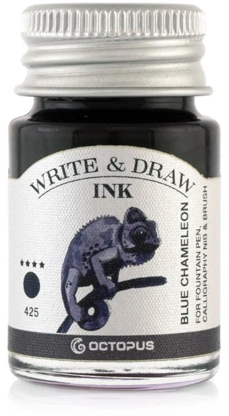 Glazen dip pen set in doosje - Groen - Potje Octopus inkt blauw-blue chameleon