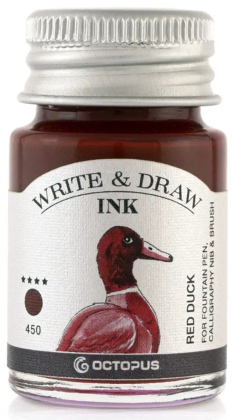 Octopus - Art Material - Glaspen Blauw - 2 Potjes inkt 10ml - Red Duck - Grey Fox