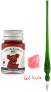 Glazen dip pen set in doosje - Groen - Potje Octopus inkt red koala