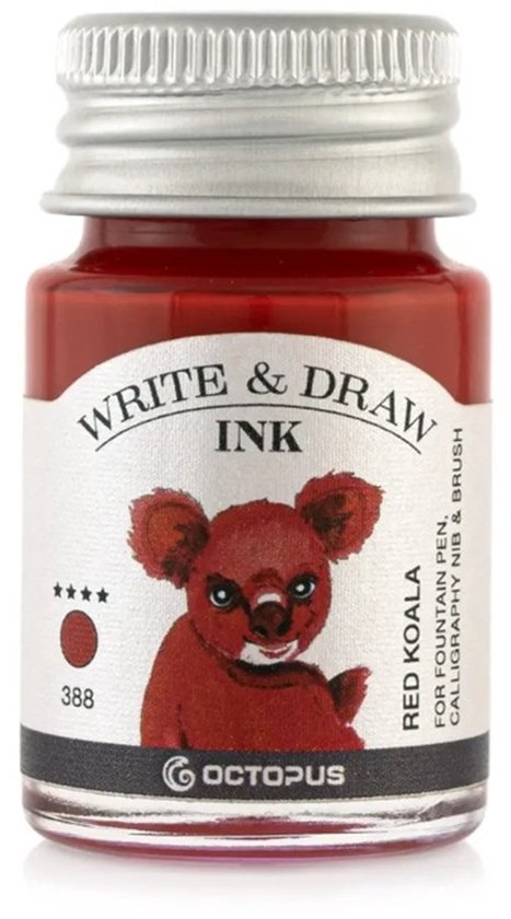 Octopus Write and Draw Ink Set BASIC BRIGHT, watervaste inkt voor schrijven en tekenen, kalligrafie inkt, lichtechte tekeninkt voor vulpen, glaspen, penseel, 6 x 10 ml
