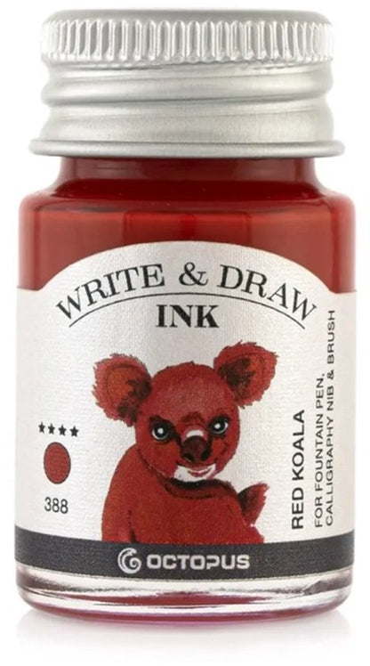Octopus Write and Draw Ink Set BASIC BRIGHT, watervaste inkt voor schrijven en tekenen, kalligrafie inkt, lichtechte tekeninkt voor vulpen, glaspen, penseel, 6 x 10 ml