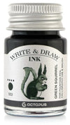 Octopus Write and Draw Ink Set RIVER, watervaste inkt voor schrijven en tekenen, kalligrafie inkt, lichtechte tekeninkt voor vulpen, glaspen, penseel, 6 x 10 ml