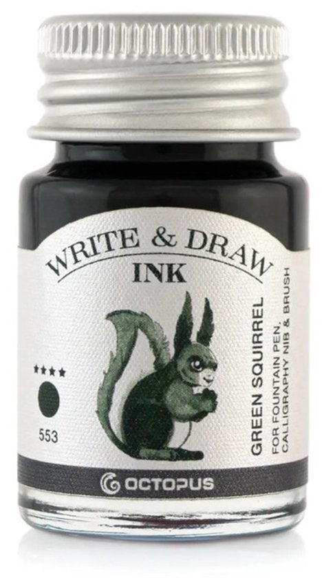 Octopus Write and Draw Ink Set RIVER, watervaste inkt voor schrijven en tekenen, kalligrafie inkt, lichtechte tekeninkt voor vulpen, glaspen, penseel, 6 x 10 ml