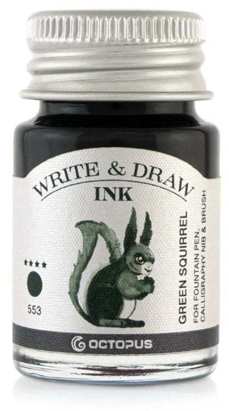 Octopus - Art Material - Glaspen Blauw - 2 Potjes inkt 10ml - Green Squirrel - Blue Chameleon