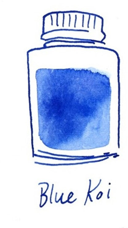 Glazen dip pen set Oranje - Potje Octopus inkt blauw-blue koi