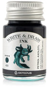 Octopus Write and Draw Ink Set RIVER, watervaste inkt voor schrijven en tekenen, kalligrafie inkt, lichtechte tekeninkt voor vulpen, glaspen, penseel, 6 x 10 ml