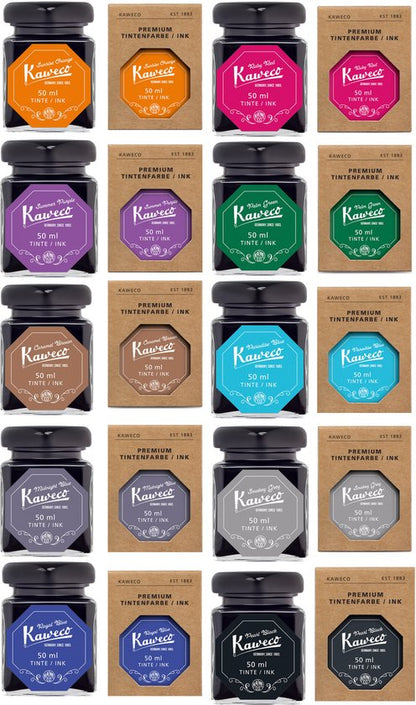 Kaweco - Ink bottle en Standaard Converter - Pearl Black - potje vulpeninkt - Zwarte originele Kaweco-inkt in 50 ml glas - Converter met zwarte achterkant - doosje 10 patronen