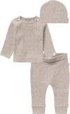 Noppies SET(3delig) Broekje NAURA en Shirt NATAL taupe, met Mutsje Nevel - Maat 56
