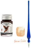 Glazen dip pen set Blauw - Potje Octopus inkt brown colibri