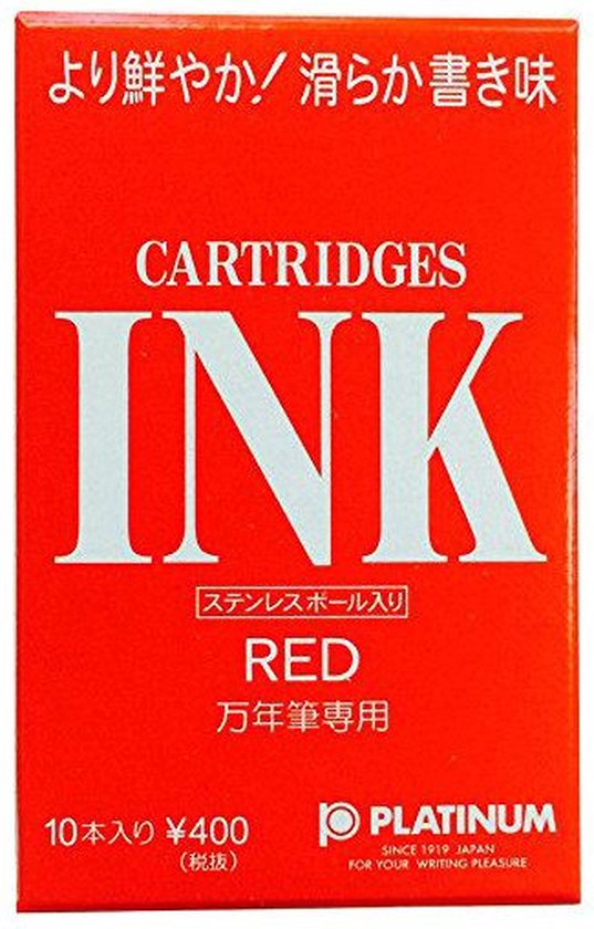 Platinum - Vulpen - Navulling - 10 patronen - Rood