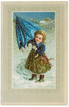 Nostalgische kerstkaarten - 4 stuks - Klassieke Vintage afbeeldingen - Winter - Sneeuw - Feestelijk - Jaarwisseling - Oude Brocante kerstkaarten 15X10,5 en 14X9