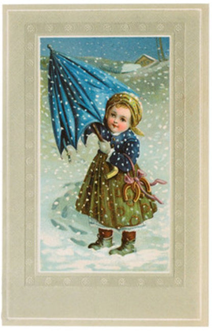 Nostalgische kerstkaarten - 4 stuks - Klassieke Vintage afbeeldingen - Winter - Sneeuw - Feestelijk - Jaarwisseling - Oude Brocante kerstkaarten 15X10,5 en 14X9