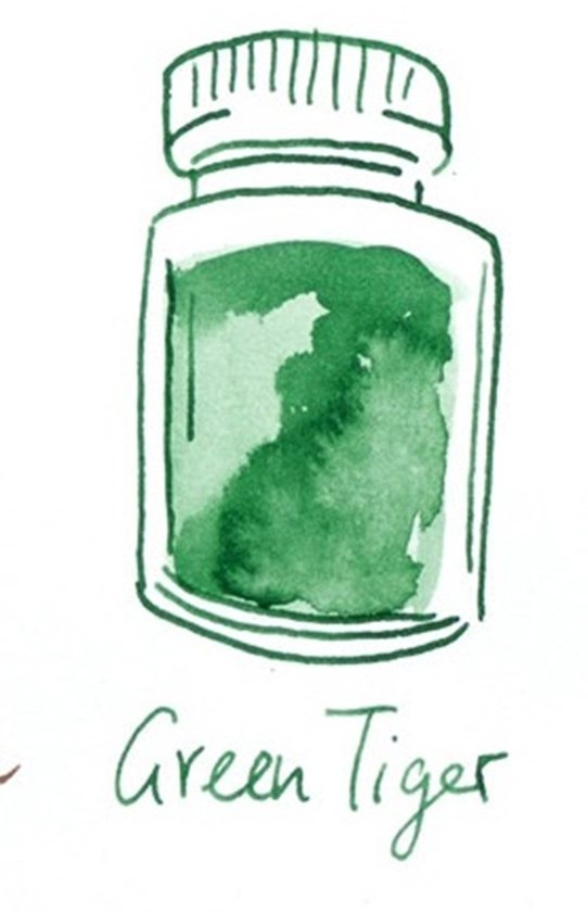 Glazen dip pen set in doosje - Groen - Potje Octopus inkt green tiger