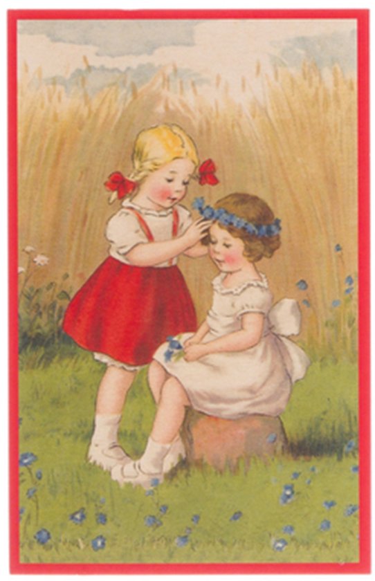 Nostalgische kaarten - 4 stuks - Klassieke Vintage afbeeldingen - nostalgische ansichtkaarten - prentbriefkaart - dieren - kinderen - Feestelijk - verjaardag -Oude Brocante briefkaarten