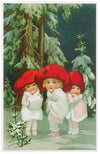 Nostalgische kerstkaarten - 4 stuks - Klassieke Vintage afbeeldingen - Winter - Sneeuw - Feestelijk - Jaarwisseling - Oude Brocante kerstkaarten 15X10,5 en 14X9