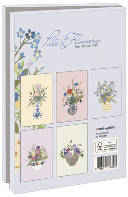 Kaartenmapje met env, groot: Pots & Flowers, Ine Heesterman
