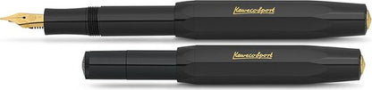 Kaweco Vulpen Sport Classic Black Fountain Pen met doosje vullingen en boekenlegger - Medium