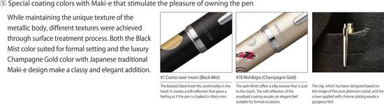 Platinum - Procyon Luster - Maki-E - Nishikigoi - Champange Gold - Fountain Pen - in giftbox - Penpunt: Fine - modern Japans ontwerp - Slip & Seal Mechanisme