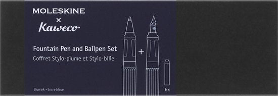 Moleskine X Kaweco Pen set, Vulpen Medium & Balpen 1,0mm, Blauw