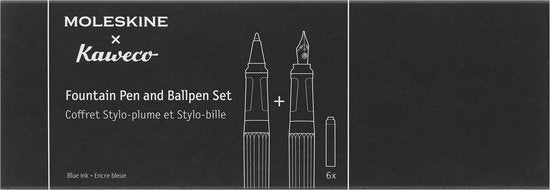 Moleskine X Kaweco Stifte-Set, Vulpen Medium & Balpen 1,0mm, Zwart