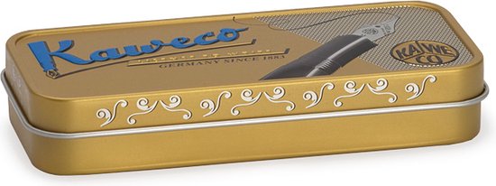 Kaweco - Cadeauset - (5delig) - Vulpen FROSTED SPORT MANDARIN Fountain Pen - Extra Fine - Vintage blikje - Oktogonal Clip Chrome - Patronen houder TURKOISE - Vullingen