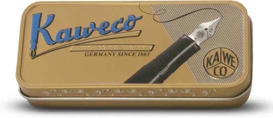 Kaweco - Cadeauset - (5delig) - Vulpen FROSTED SPORT MANDARIN Fountain Pen - Fine - Vintage blikje - Nostalgic Octagonal Clip Chrome - Patronen houder - Vullingen