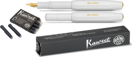 Kaweco Vulpen Sport Classic WIT (BREED) met extra doosje vullingen