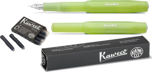 Kaweco Vulpen Sport Frosted LIME (EXTRA FINE) met extra doosje vullingen