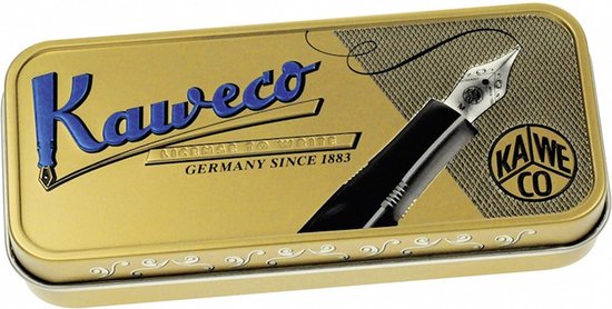 Kaweco Cadeauset - 1 Vulpen - Nostalgic Octagonal Clip CHROME - ALUMINIUM SPORT - Sport Aluminium "Stone Washed" Blue - Extra Fine - Vintage blikje - Extra Doosje Vullingen