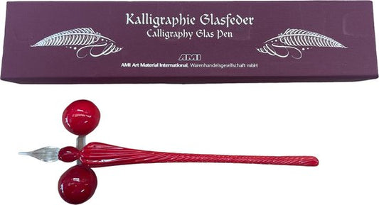 Glazen dip pen set, Glazen pen, kalligrafie-pen voor kunst, schilderen, wenskaarten, handtekeningen, kalligrafie. Kleur rood