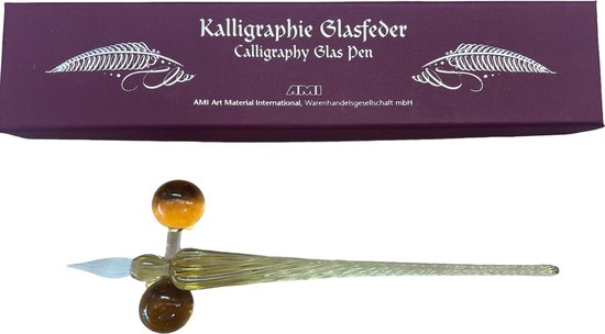 Glazen dip pen set, Glazen pen, kalligrafie-pen voor kunst, schilderen, wenskaarten, handtekeningen, kalligrafie. Kleur oranje/bruin