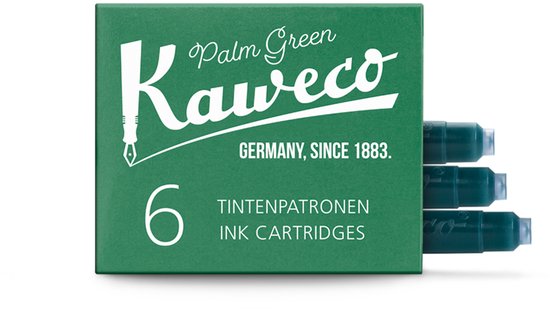 Kaweco - Collection - Vulpen - Fine - Honey - Zwart blikje - Oktogonal Clip Vergoldet - met doosje inktpatronen groen