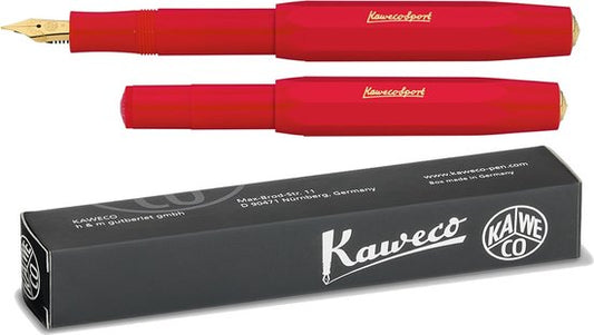 Kaweco - CLASSIC SPORT ROOD Fountain Pen - Extra Breed - Oktogonal Clip Vergoldet - Doosje Vullingen