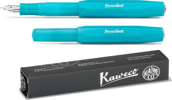 Kaweco - FROSTED SPORT BLUE BERRY Fountain Pen - Fine - Oktogonal Clip Chrome - Doosje Vullingen