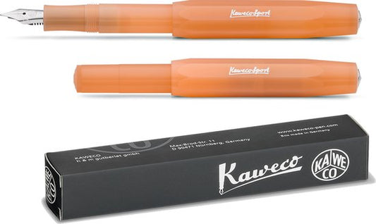 Kaweco - Vulpen - FROSTED SPORT - Fountain Pen - MANDARIN - CLIP CHROME - ZWART BLIKJE - (M) MEDIUM - Extra doosje vullingen (1 vulpen)
