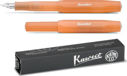Kaweco - Vulpen - FROSTED SPORT - Fountain Pen - MANDARIN - CLIP CHROME - ZWART BLIKJE - (B) BREED - Extra doosje vullingen (1 vulpen)