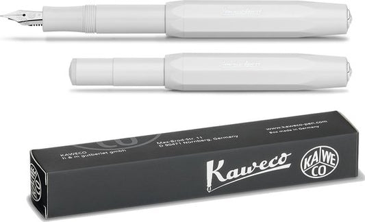 Kaweco - Cadeauset - (5delig) - Vulpen Sport Skyline Wit Fountain Pen - Breed - Oktogonal Clip Chrome -  Patronen houder zwart - Vullingen