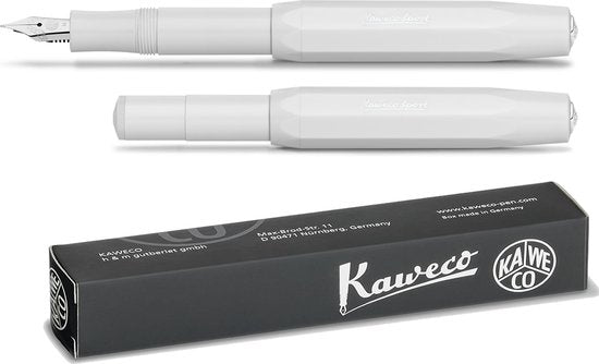 Kaweco - Vulpen Sport Skyline Wit Fountain Pen - Extra Fine - Oktogonal Clip Chrome -  doosje vullingen