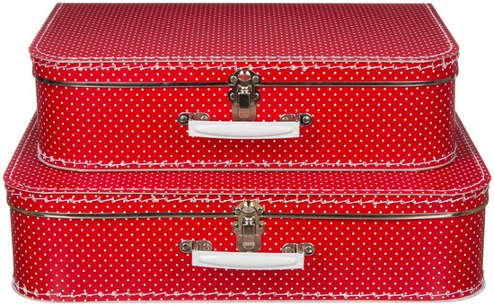 Kofferset - 2 koffers – 40-45cm - Rood met klein stipje