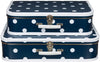 Kofferset - 2 koffers – 40-45cm - Blauw polkadot